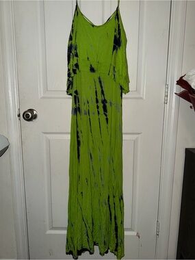 Freeloader Lime Green Tie-Dye Maxi Dress